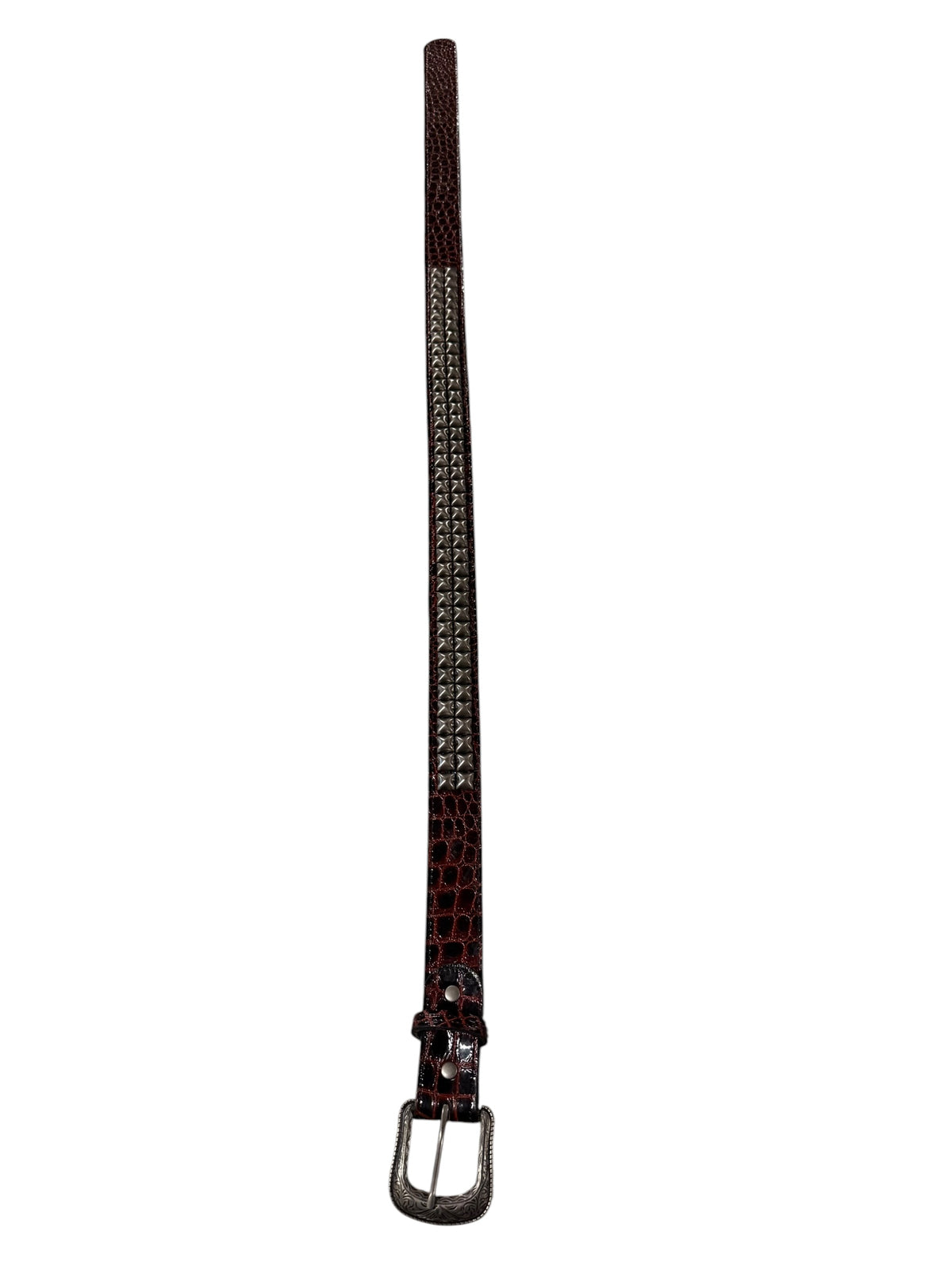 BURGUNDY EMBOSSED STUDDED BELT